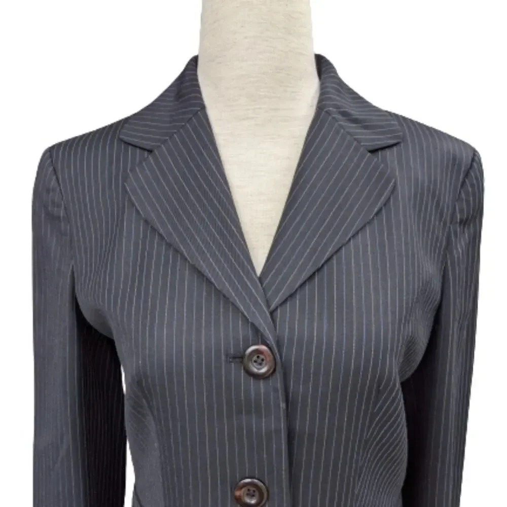 Loft Wool Blend Black Pinstripe Blazer Jacket 2P